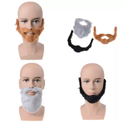 PARTY BEARD Moustache Costume Fancy Dress Halloween Fake Mustache Funny BearY-p9 • $2.59