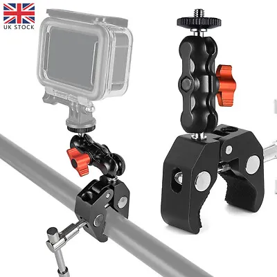 Camera Mount Clamp With 360° Ball Head Arm For DSLR Camera LCD Field Monitor LED • £11.11