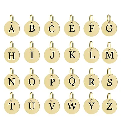 10K Gold Pendant Initial Disc Round Monogram Coin Charm Letter A-Z 6mm 0.23inch • $27