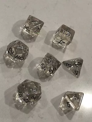 Rpg D&d Clear Dice Red Confetti Silver Pips Set Polyhedral D4-d20 122623@ • $15