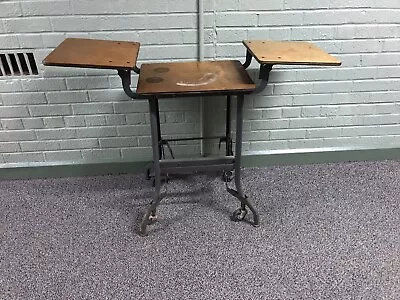 Antique Vtg Toledo Metal Furniture Co? Typewriter Table Uhl With 2 Raised Sides • $399