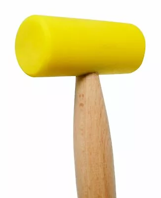 1-1/2  Nylon Yellow Hammer W/ Round Wooden Handle Metal Forming Jewelry Mallet • $12.49