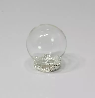 Dollhouse Miniature Glass Dome With Ornate Silver Metal Base • $3.99