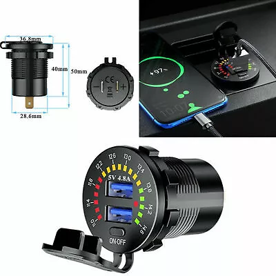 5V 4.8A Dual-USB Car Fast Charging Charger Socket W/ LED Voltmeter Display Parts • $12.63