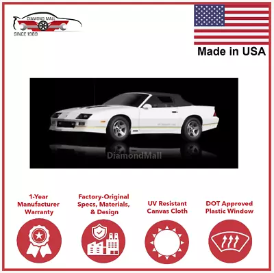 Fits Cheverolet Camaro Firebird 90-93 Convertible Top & Plastic Window Blk Cloth • $345.60