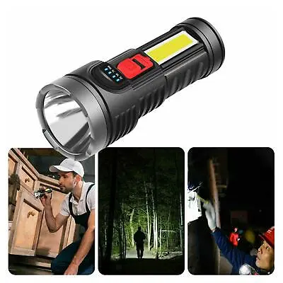 Handheld LED Torch Flashlight USB Rechargeable Mountain Bike Light Lamp Kit • £8.74