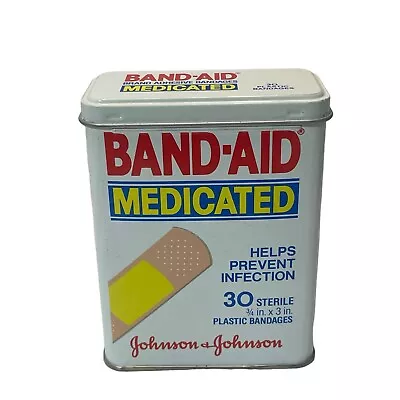 Vintage Johnson & Johnson Band Aid Medicated Bandages Metal Tin • $10.49