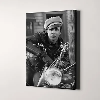 Marlon Brando Motorcycle The Wild One 1950s Canvas Wall Art Print • $49