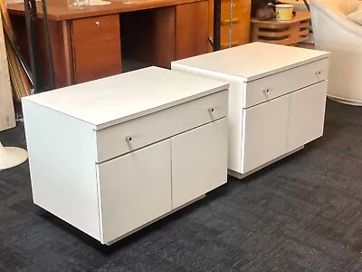 1970s White Mid Century Modern Pair Of Nightstands • $1500