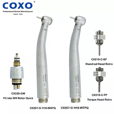 COXO Dental Fiber Optic LED Turbine High Speed Handpiece For WH Coupler 6 Hole • $43.99