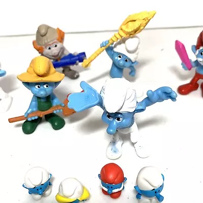 Lot 12 Smurfs Figures 1 -3  Smurfette Papa Smurf Vanity Farmer And More Z1 • $6.27