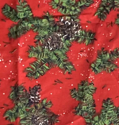 VTG Tablecloth Christmas Red Green Pine Branches Pinecones 50  Square Round Drop • $23