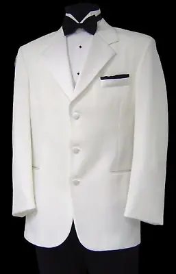 Men's White Tuxedo Dinner Jacket DJ Wedding Groom Prom Mason Cruise Formal USA • $47.95