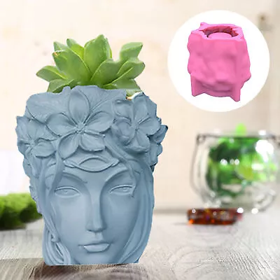 3D Girl Head Cement Vase Mould DIY Concrete Flower Pot Silicone Planter Molds  • $19.49