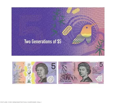 $58.99 • Buy Australia Two Generations RBA $5 Banknote Folder With Queen Elizabeth 11 2 QE2