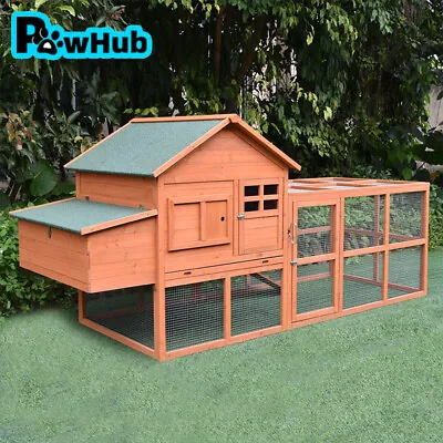 PawHub Extra Large Wooden Chicken Coop Rabbit Hutch Hatch Box With Run • $369