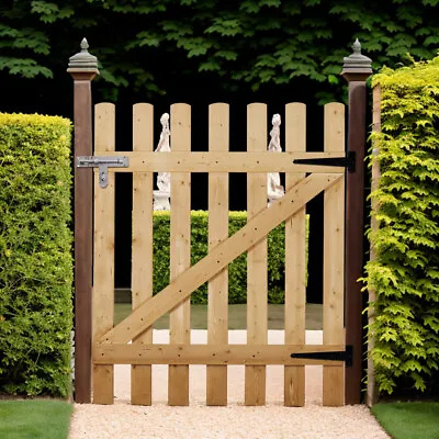 3-6FT Tall Picket Fence Gate Wooden Garden Gate Pedestrian Side Gate W/ Latches • £55.99