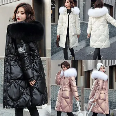 £28.99 • Buy Winter Warm Women Puffer Fur Long Quilted Parka Ladies Girls Coat Hooded Jacket