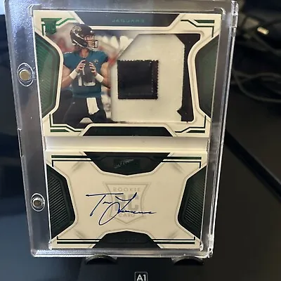 $445 • Buy Trevor Lawrence Panini Playbook 2021 Auto Jersey Patch Letter /25 Emerald! 