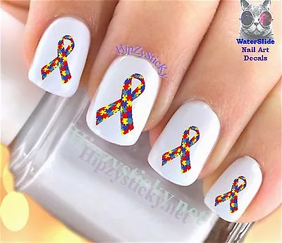 Nail Art 6516 Autism Puzzle Ribbon 1 Single Image WaterSlide Nail Decal Transfer • $3.99