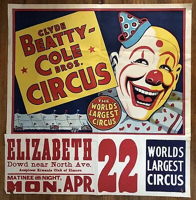 Vintage/Authentic Clyde Beatty Cole Bros Circus Poster • $25