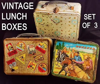Bonanza Aladdin Vintage Lunch Box LOT SET OF 3 TRAVEL  & FLORAL NO THERMOS 1963 • $94