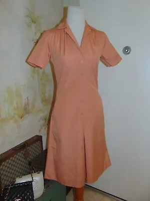 Vintage Peach Pink Dress Shirtwaist Uniform Nurse Waitress 10 Button Front • $39