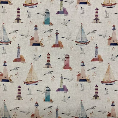 Watery  Sailing  Digital Print Polyester Cotton  Upholstery Curtain Fabric • £7.99