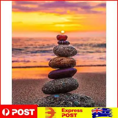 $12.19 • Buy Diamond Painting Beach Sunset Stacked Rocks DIY Full Round Picture 30x40cm