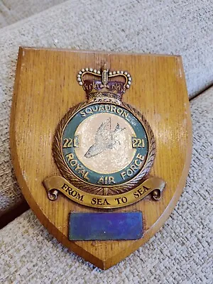 Vintage Wooden 221 Squadron Royal Air Force Plaque Shield Crest RAF • £40