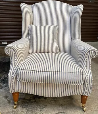 Laura Ashley Armchair  -Southwold Chair - Grey Ticking Stripe • £600