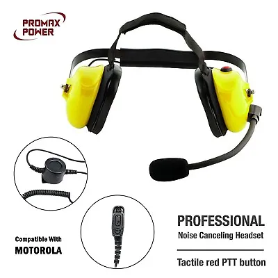 Heavy Duty Noise Cancelling Dual Muff Yellow Headset For Motorola APX900 MTP850s • $102