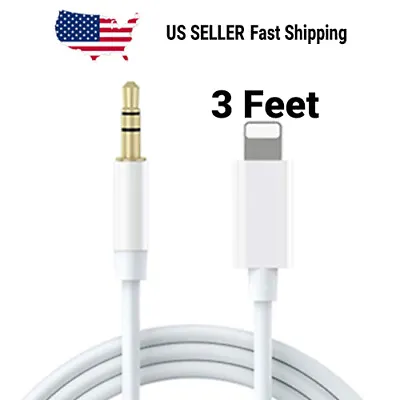 For IPhone 7 8 Plus X XR 11 12 13 To 3.5mm AUX Cable AUX Jack Male - 3 Feet • $3.59