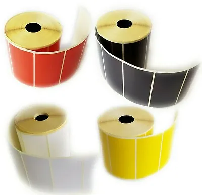 COLOURED DIRECT THERMAL STICKY LABELS 100x50 RED BLACK YELLOW SELF ADHESIVE  • £2.39