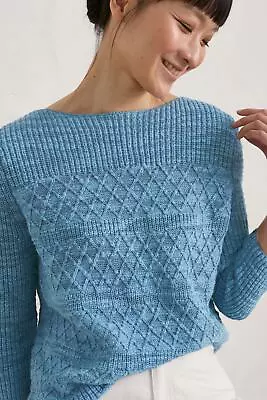 Seasalt Women's Jumper - Blue Beechmast Cotton And Linen Jumper - Regular - Tide • £42.85