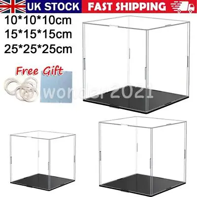 10/15/25cm Acrylic Display Case Dustproof Box Perspex Clear Collectibles Models • £9.23