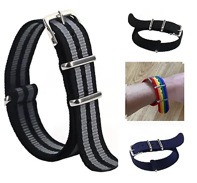 Nylon Nato Watch Strap Wrist Band Military Army Diver MoD Stripe G10 18 20 22mm • £4.49