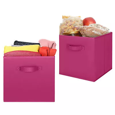 2x Collapsible Foldable Storage Boxes Drawer Canvas Fabric Cube Organiser Basket • £8.99