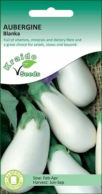 Aubergine Seeds White Blanka - 200 Seeds - Vegetable Seeds (Solanum Melongena) • £1.85