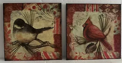 Birds On Branches 2 Piece Metal Wall Sculpture  10” Square Each • $19.95