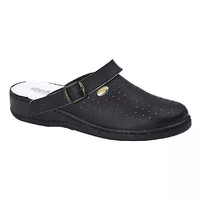 San Malo Womens/Mens Swivel Bar Coated Leather Clogs/Mule Sandals • £19.18