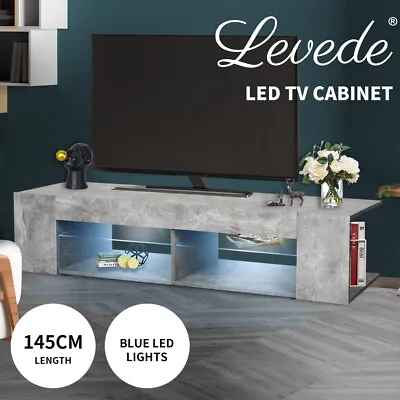 $145.99 • Buy Levede TV Cabinet Entertainment Unit Stand LED Light Wooden Shelf Cabinet 145cm