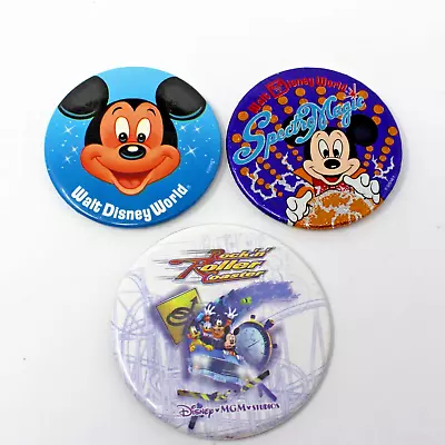Lot Of 3 Walt Disney World Buttons Mickey Mouse Rock'n Roller Coaster Vintage • $14.99