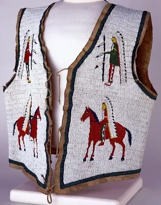 Native American Handmade Beaded Vest Hand Stitched Front Powwow Regalia XNV509 • $449.10