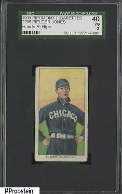 T206 Fielder Jones Hands At Hips Chicago Piedmont 150 Subjects SGC 40 VG 3 • $39