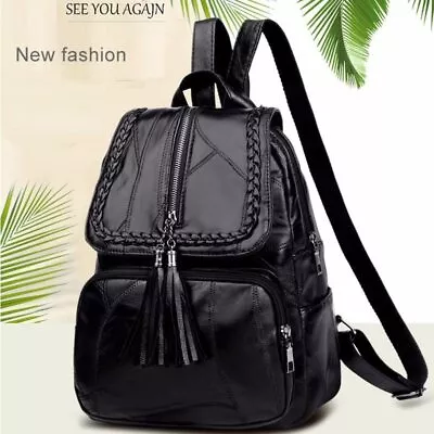 Women's Leather Backpack Anti-Theft Rucksack Ladies Satchel Travel Shoulder Bag • £7.99