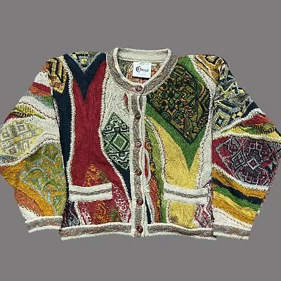 Coogi Australia Y2K Vintage 3D Knit Cardigan Multicolored Sweater Women's Small • $245