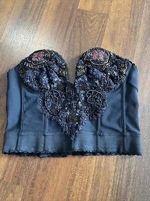 Vintage Victoria’s Secret Gold Label 90s Lace Corset Bustier. Sm. Beaded. {L} • $55