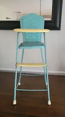 Amsco Doll-E-Hichair Blue Metal High Chair 28” High 1950s Vintage • $35