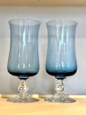 2 Vintage Fostoria WINE GOBLETS Glasses 6 1/4” Fostoria Crystal Blue Distinction • $34.99